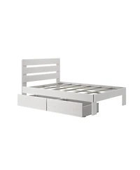 Max and Lily Full Bed Frame with Storage Drawers, Solid Wood Platform for Kids