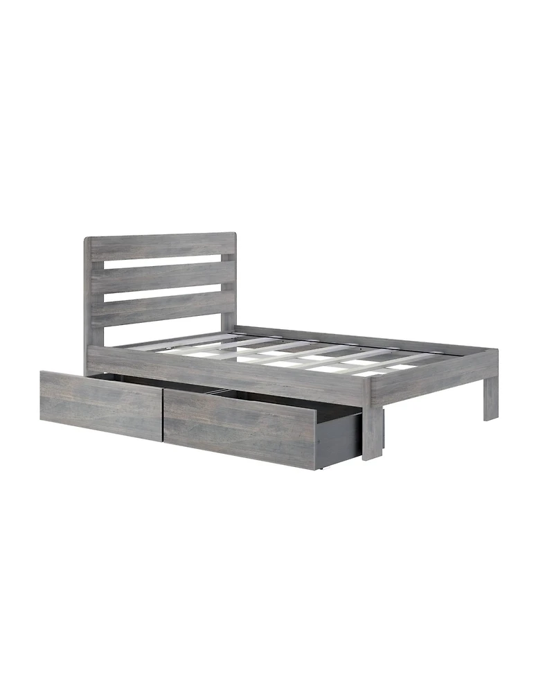Max and Lily Full Bed Frame with Storage Drawers, Solid Wood Platform for Kids