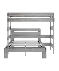Max and Lily Solid Wood Modern Farmhouse Bunk Bed, L-Shaped Twin over Queen Bed Frame For Kids