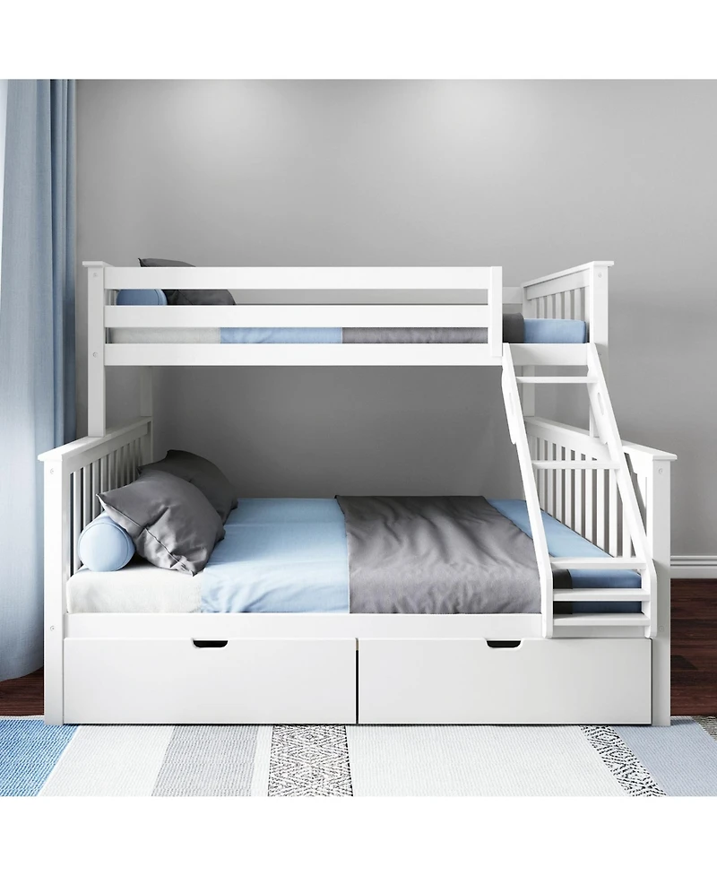 Max and Lily Bunk Bed, Twin Xl-Over-Queen Bed Frame for Kids with Storage Drawers, Clay