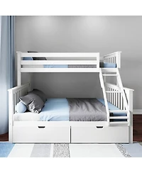 Max and Lily Bunk Bed, Twin Xl-Over-Queen Bed Frame for Kids with Storage Drawers, Clay