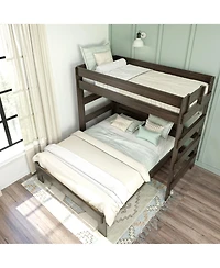 Max and Lily Solid Wood Modern Farmhouse Bunk Bed, L-Shaped Twin over Queen Bed Frame For Kids