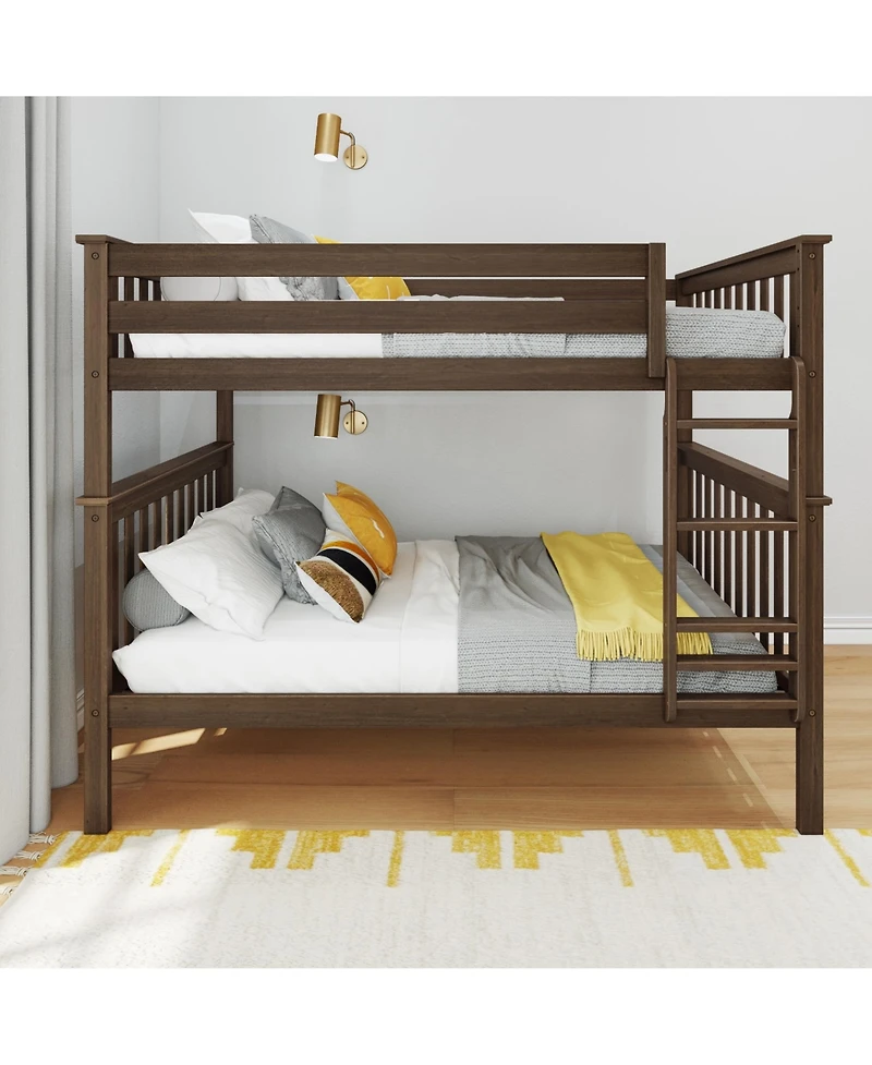 Max and Lily Full over Bunk Bed for Kids, Solid Wood Platform Bed, No Box Spring Needed
