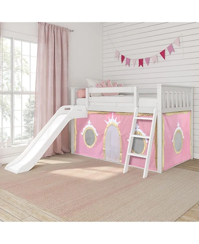 Max and LilyLow Bunk With Easy Slide Gold Princess Curtain, Clay