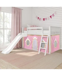 Max and LilyLow Bunk With Easy Slide Gold Princess Curtain, Clay