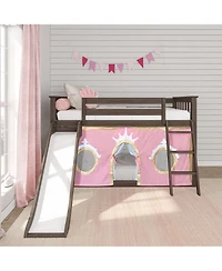 Max and LilyLow Bunk With Easy Slide Gold Princess Curtain, Clay