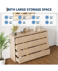 gaomon 8 Drawer Fluted Dresser with Metal Handles, 55" Wide Modern Wood Chest for Bedroom Living Room Entryway