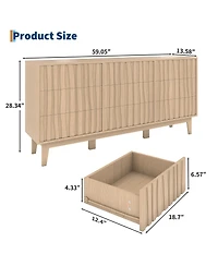 gaomon 9 Drawer Fluted Dresser, Modern Wooden Storage Cabinet and Tv Stand for Bedroom Living Room Entryway