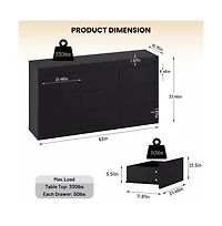 gaomon 9 Drawer Modern Wooden Dresser with Handleless Design, Wide Storage Chest for Bedroom Living Room Entryway