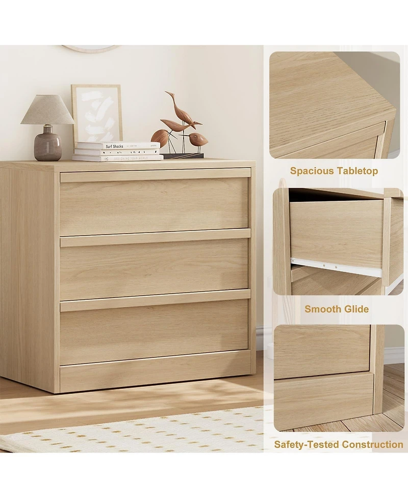 gaomon 3 Drawer Dresser Nightstand, Modern Small Chest with Storage for Bedroom or Living Room