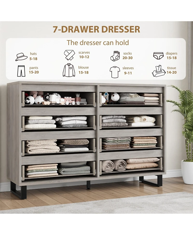 gaomon 8 Drawer Dresser for Bedroom, 55" Wide Freestanding Storage Chest Living Room or Hallway