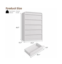 gaomon Arched 5 Drawer Wood Dresser with Curved Profile, Modern Storage Chest