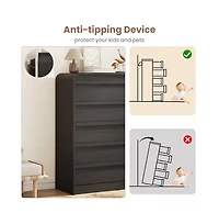 gaomon Arched 5 Drawer Wood Dresser with Curved Profile, Modern Storage Chest