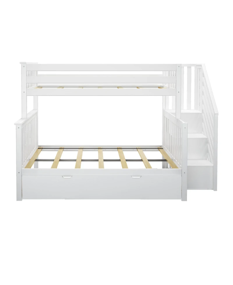 Max and Lily Twin over Full Staircase Bunk Bed with Trundle, Clay