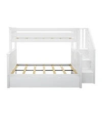 Max and Lily Twin over Full Staircase Bunk Bed with Trundle, Clay