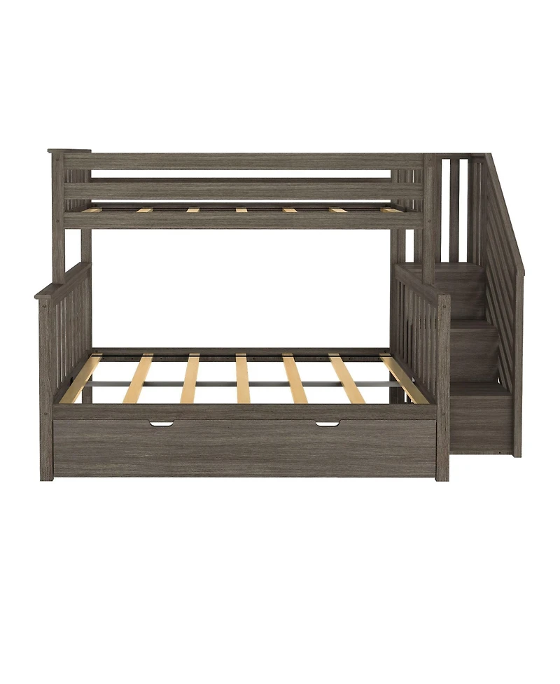 Max and Lily Twin over Full Staircase Bunk Bed with Trundle, Clay