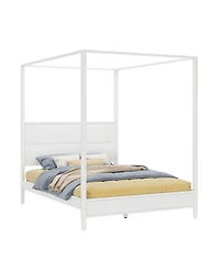 Max and Lily Haven Canopy Bed with Square Post Wood Headboard (Queen)
