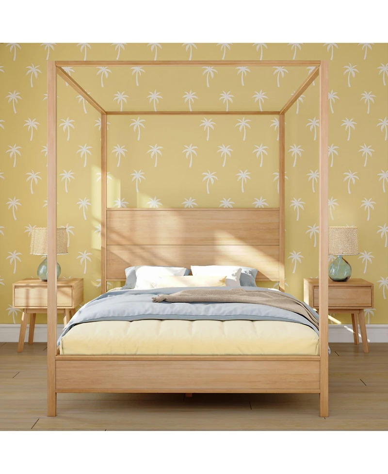 Max and Lily Haven Canopy Bed with Square Post Wood Headboard (Queen)