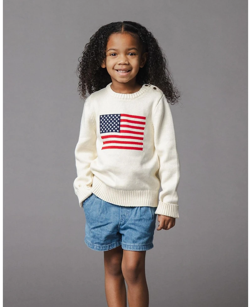 Hope & Henry Girls and Organic Crew Neck Flag Sweater