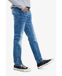 Raw X Men's Rip And Repair Neon Trims Slim Fit Stretch Jeans