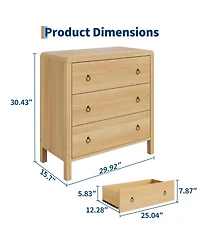 gaomon 3 Drawer Dresser for Bedroom, 30" Tall Storage Chest, Nightstand with Large Clothes Organizer