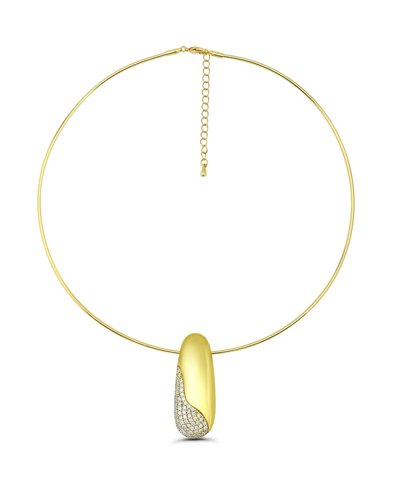 Christian Siriano New York 14k Gold-Plated Oval Shape Slide Hardwire Collar Necklace