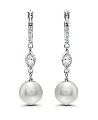 Christian Siriano New York Silver-Plated Marquise Cubic Zirconia Fancy Drop Earrings
