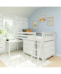 Max & Lily Twin-Size Low Loft with Pull-Out Desk and 3-Drawer Dressers