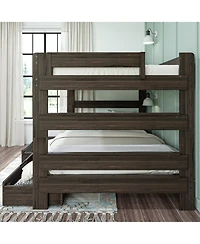 Max and Lily Solid Wood Modern Farmhouse Queen/Queen Bunk Bed with Storage Drawers