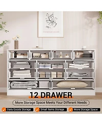 gaomon 12 Drawer Wood Dresser for Bedroom, 61" Wide Storage Cabinet Tv Stand 65" Tv, Chest Living Room