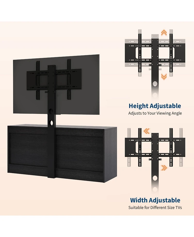 gaomon Rattan TV Stand with Mount for Tvs up to 70", Farmhouse Media Console 4 Drawers and Adjustable Bracket