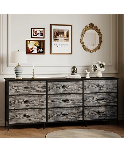 gaomon Tv Stand Dresser with 9 Fabric Drawers for TVs , Entertainment Center with Storage Organizer