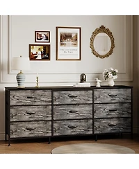 gaomon Tv Stand Dresser with 9 Fabric Drawers for TVs , Entertainment Center with Storage Organizer