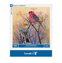 New York Puzzle Company Pine Grosbeaks 500 Piece Puzzle