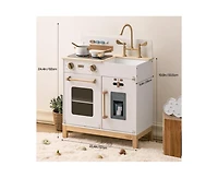 Robotime Dollhouses Pretend Play Kitchen Wooden Toy Set for 3 To Up Kids with Ice Make Oven