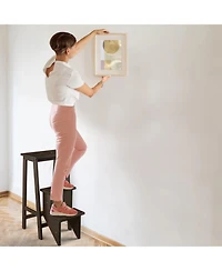 Gouun Rubber Wood 3-Tier Folding Step Stool Ladder with 200 lbs Capacity, 30