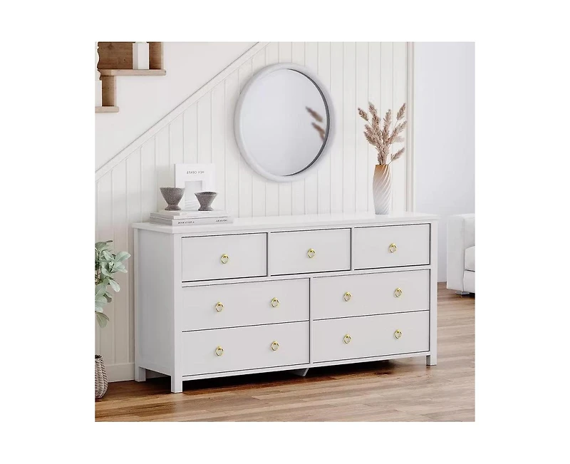 gaomon 7 Drawer Tall Dresser for Bedroom, Modern Freestanding Wood Storage Chest of Drawers