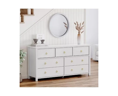 gaomon 7 Drawer Tall Dresser for Bedroom, Modern Freestanding Wood Storage Chest of Drawers