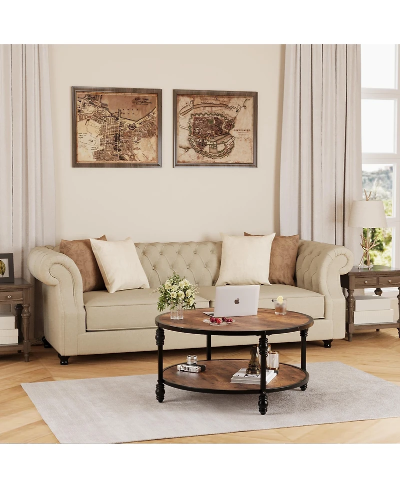 Homfan 2-Tier Round Coffee Table