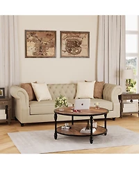 Homfan 2-Tier Round Coffee Table