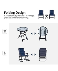 Outsunny 3PC Folding Outdoor Furniture Set, Rocking Chairs, Table