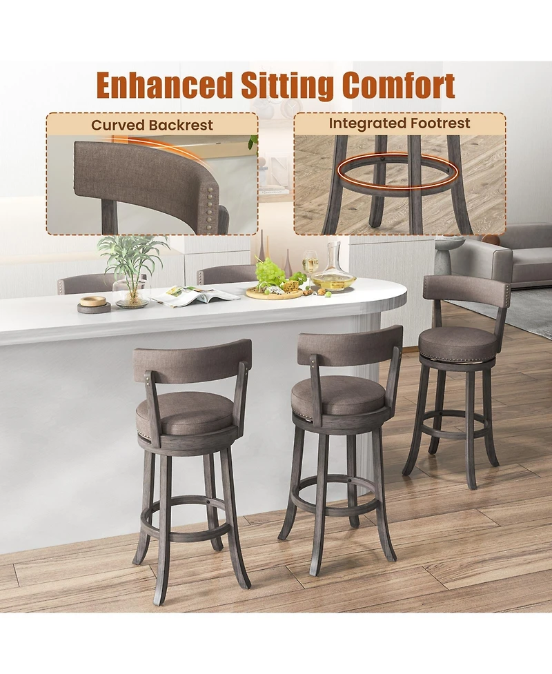 Slickblue 2 Piece Counter Height Swivel Chairs Rubber Wood Frame