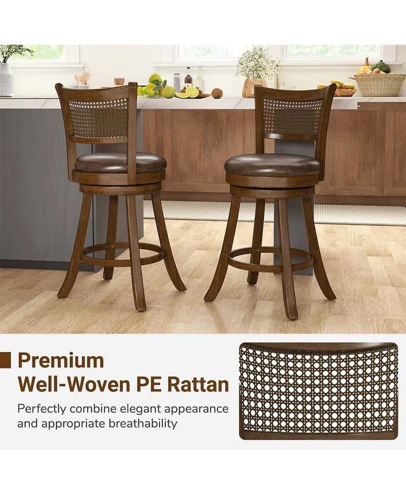 Slickblue Counter Height Bar Stools Set of 2, Swivel Bar Chairs with Leathaire Seat