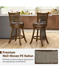 Slickblue Counter Height Bar Stools Set of 2, Swivel Bar Chairs with Leathaire Seat