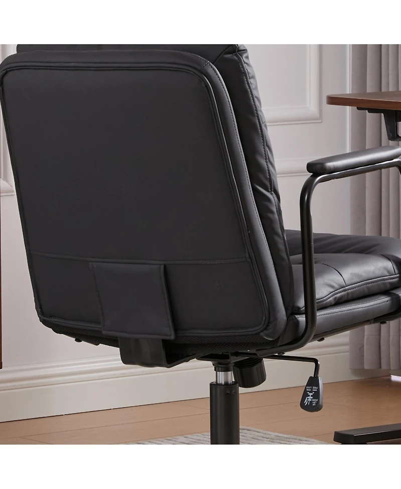Flynama Mid Back Pu Leather Office Chair, 40degreeRecline Swivel Task Chair