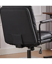 Flynama Mid Back Pu Leather Office Chair, 40degreeRecline Swivel Task Chair