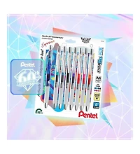 Pentel EnerGel Expressions, 60th Anniversary Limited Edition Pack, Ice Liquid Gel Pens, (0.7mm) Medium Line, Assorted Ink, 8-Pk
