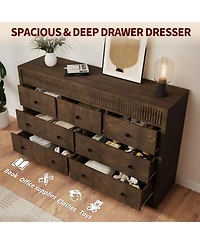 gaomon Fluted 7 Drawer Wooden Dresser, 54" Wide Modern Storage Chest for Bedroom or Living Room