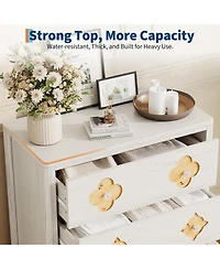 gaomon 30.4" Tall 3 Drawer Wood Dresser with Decorative Fronts and Crystal Knobs, Bedroom Storage Chest