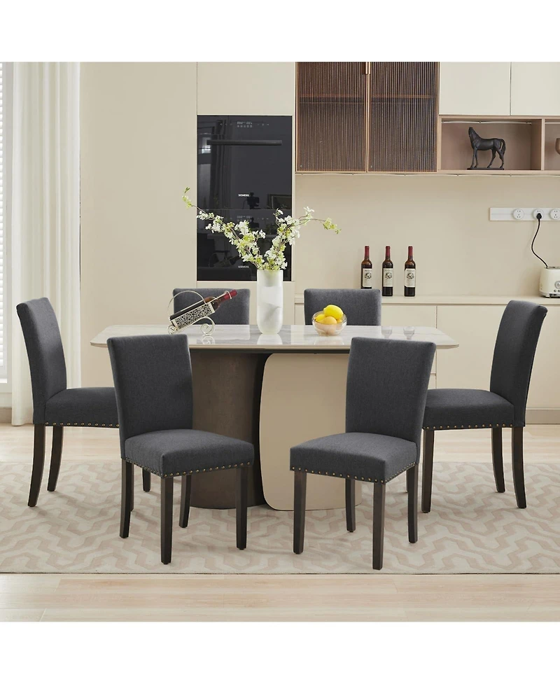 gaomon Dining Chairs Set Upholstered Parsons Diner Room Chair Sets Fabric Kitchen Chairs with Nailhead Trim/Solid Wood Legs